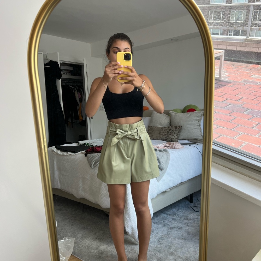 Zara PU leather paper bag shorts